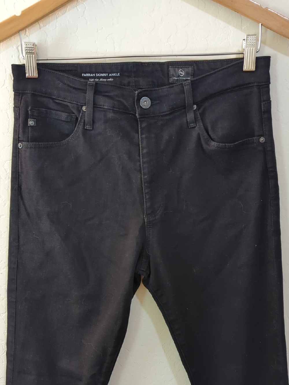 AG Jeans Super Black Farrah High Rise Skinny Jeans Size 29R - Picture 6 of 16